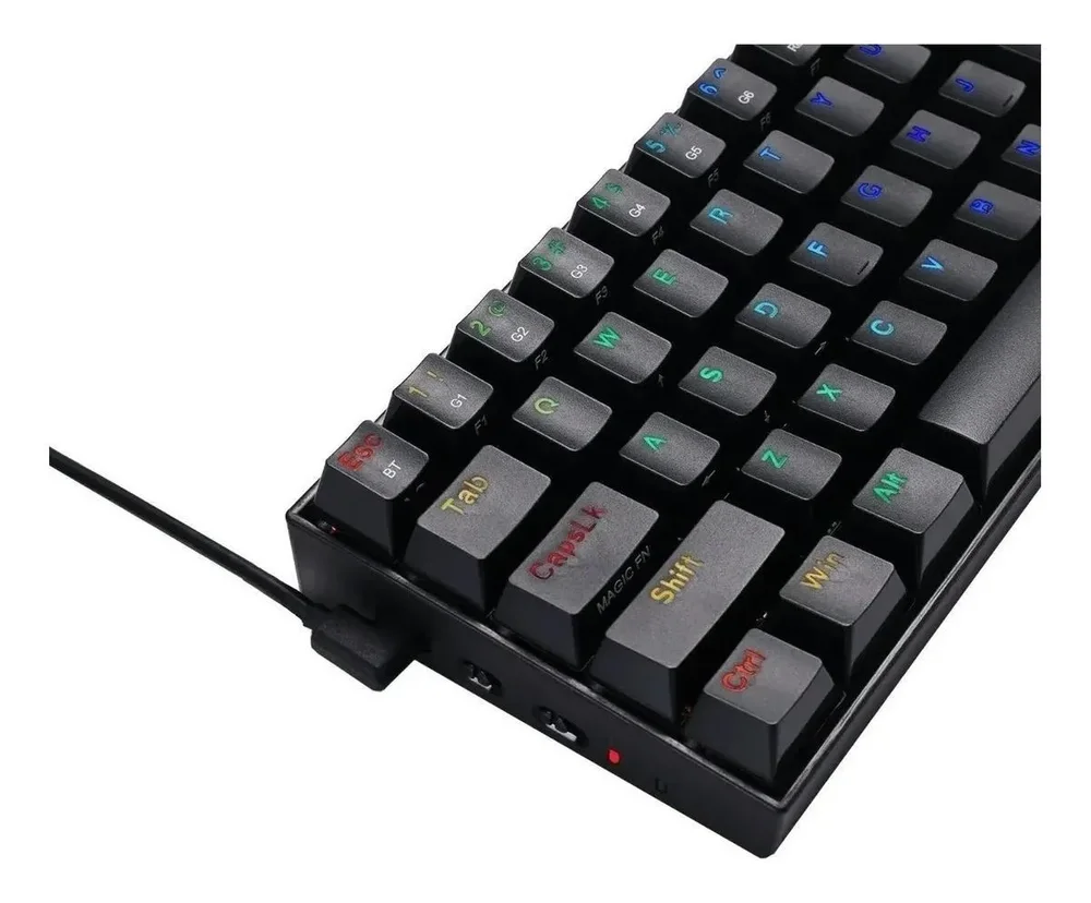 Teclado Gamer 60% Sem Fio Redragon Draconic, Preto, Switch Outemu Mk2 Brown, Abnt2, Bluetooth 5.0 - K530RGB (BROWN)
