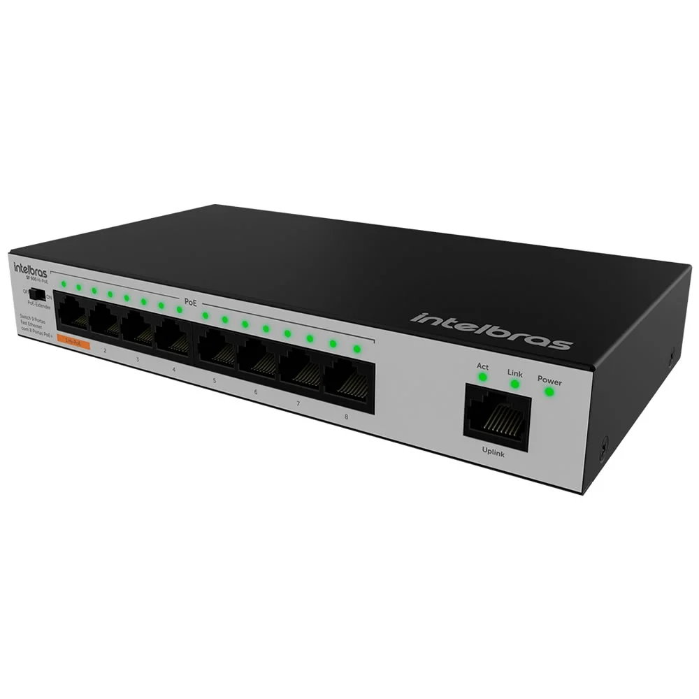 Imagem 3 de 5 do produto Switch Intelbras Hi Poe, 10/100Mbps, Fast Ethernet, 9 Portas - SF 900