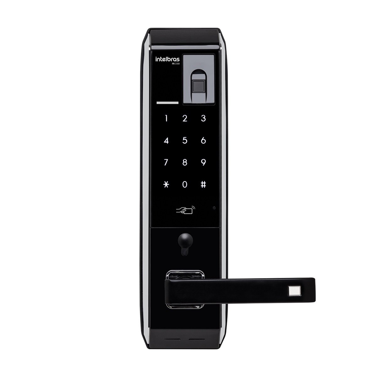 Fechadura Eletrônica Digital Intelbras Fr 330, Biometria, Senha, Chaveiro Ou Tag Touch, com Chave Manual, Preto