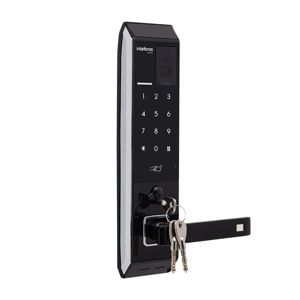Imagem 3 de 5 do produto Fechadura Eletrônica Digital Intelbras Fr 330, Biometria, Senha, Chaveiro Ou Tag Touch, com Chave Manual, Preto