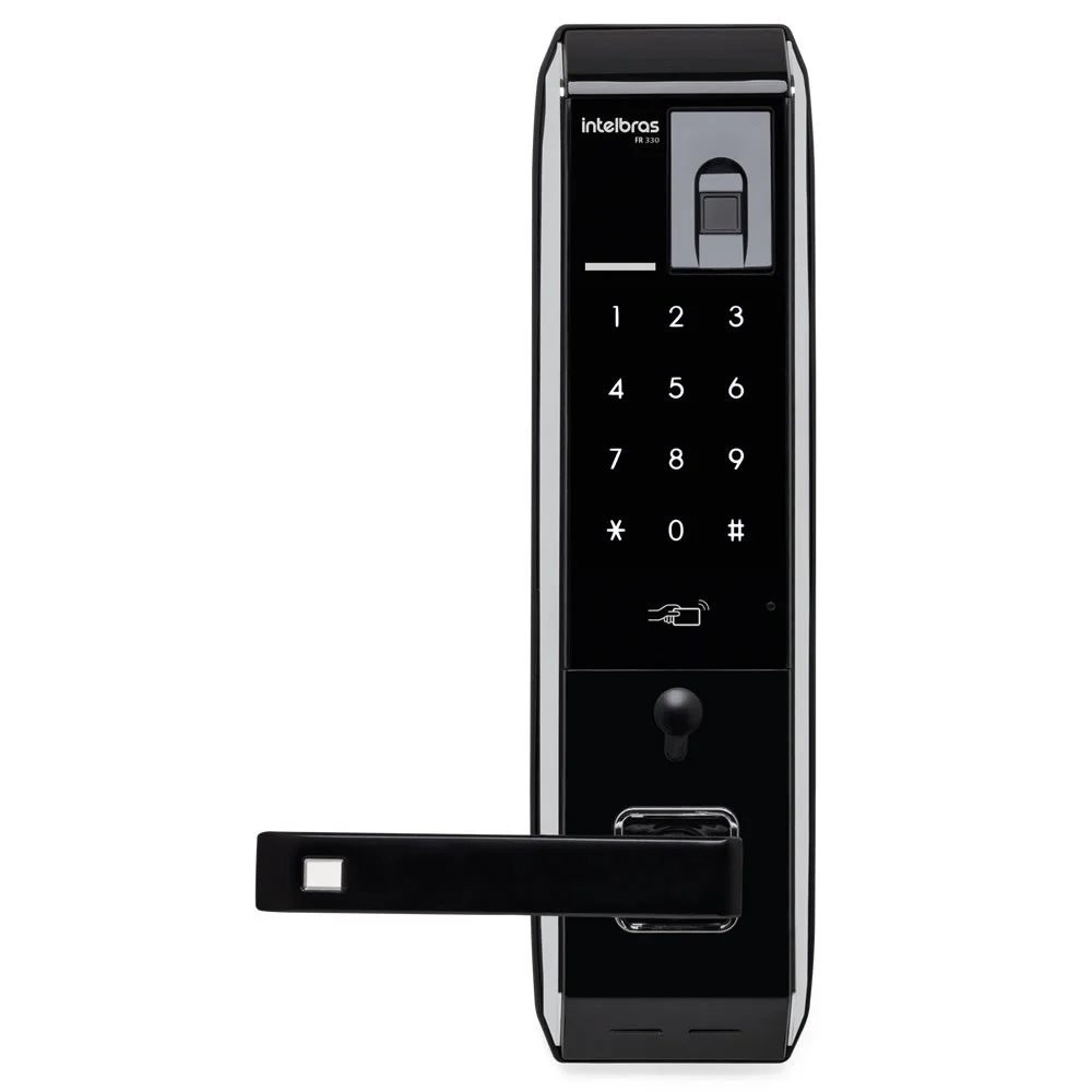 Imagem 5 de 5 do produto Fechadura Eletrônica Digital Intelbras Fr 330, Biometria, Senha, Chaveiro Ou Tag Touch, com Chave Manual, Preto