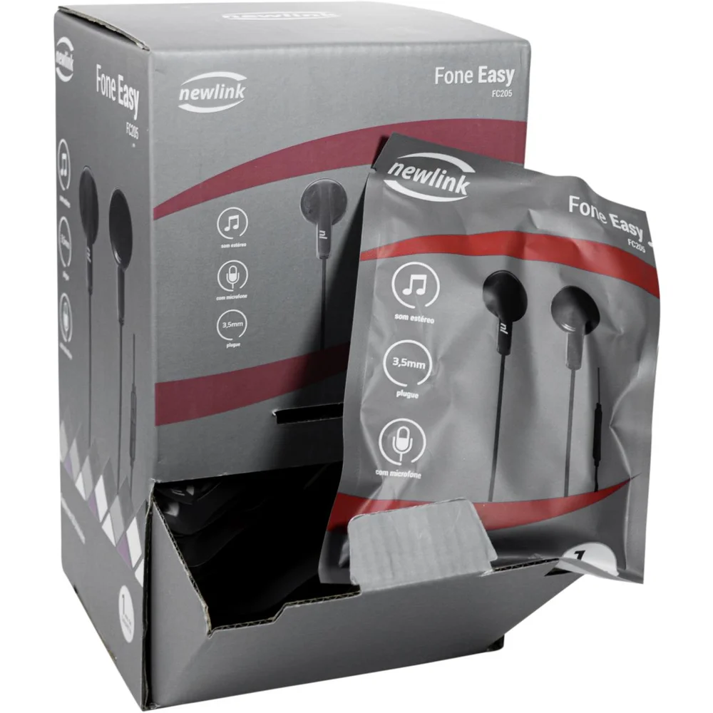 Imagem 3 de 4 do produto Fone De Ouvido Com Microfone Easy P2 Cabo 1,2m Preto Display Com 25
