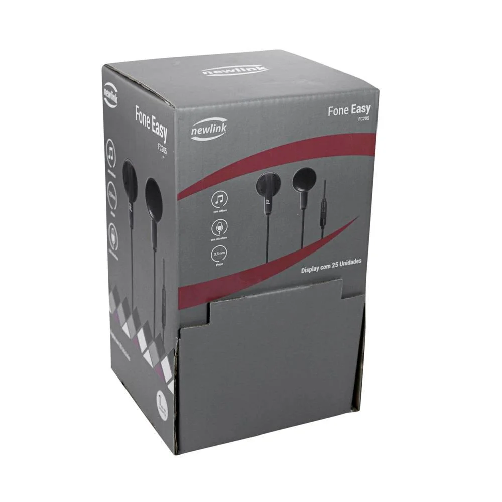 Imagem 4 de 4 do produto Fone De Ouvido Com Microfone Easy P2 Cabo 1,2m Preto Display Com 25