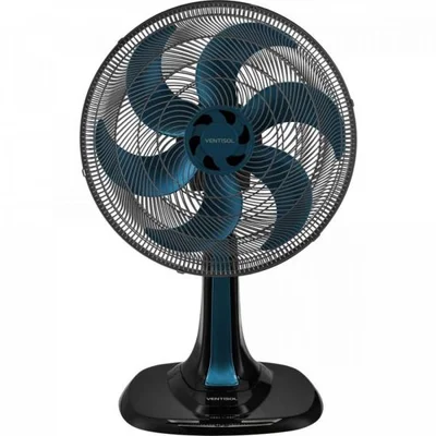 Ventilador de Mesa Ventisol Premium, 30cm, 6 Pás, 3 Velocidades, Preto e Azul, 220V