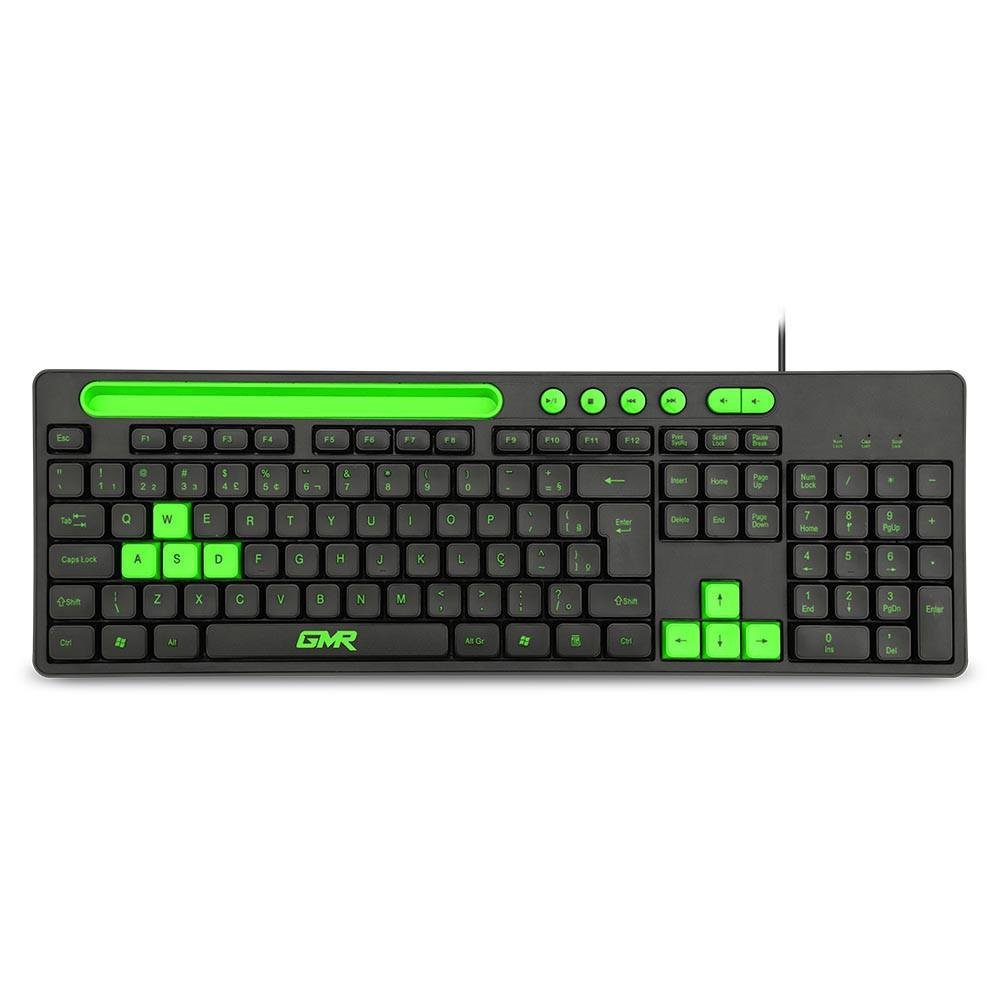 Teclado Gamer Multi Gk120 Preto e Verde ABNT2