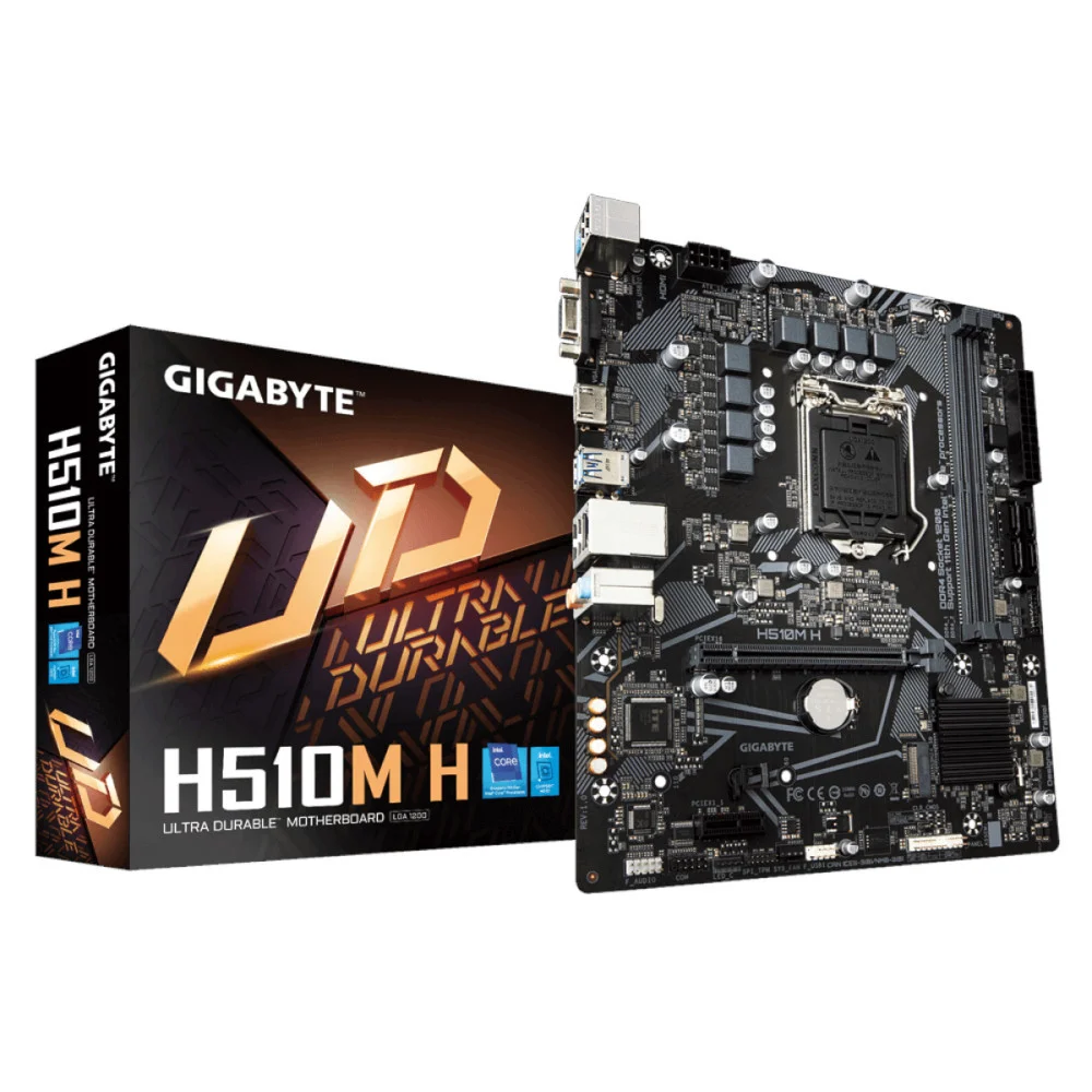 Placa-Mãe Gigabyte H510M (Rev.1.0), Intel LGA1200, mATX, DDR4 - H510M H Placa-Mãe Gigabyte H510M (Rev.1.0), Intel LGA1200, mATX, DDR4 - H510M H