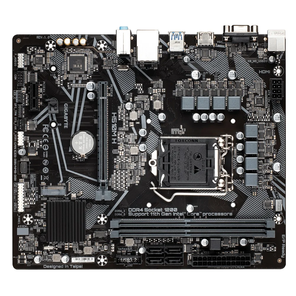 Placa-Mãe Gigabyte H510M (Rev.1.0), Intel LGA1200, mATX, DDR4 - H510M H Placa-Mãe Gigabyte H510M (Rev.1.0), Intel LGA1200, mATX, DDR4 - H510M H