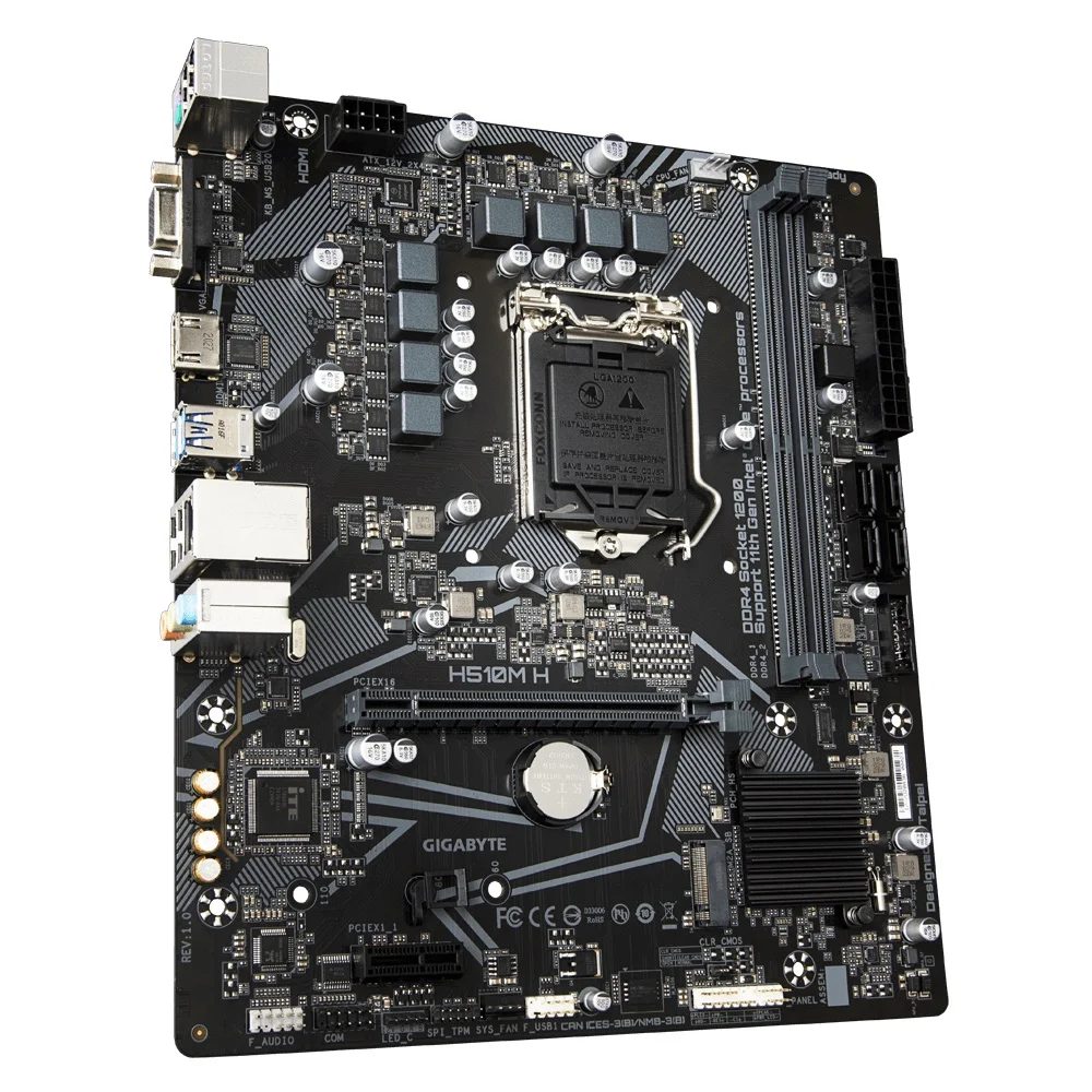 Placa-Mãe Gigabyte H510M (Rev.1.0), Intel LGA1200, mATX, DDR4 - H510M H Placa-Mãe Gigabyte H510M (Rev.1.0), Intel LGA1200, mATX, DDR4 - H510M H