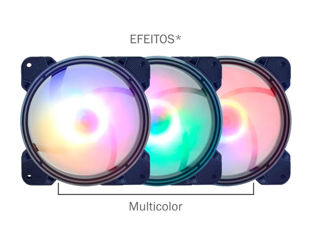 Kit Cooler FAN com 3 Unidades K-MEX, 120mm, ARGB Rainbow Super Storm - AK-AAE1 7