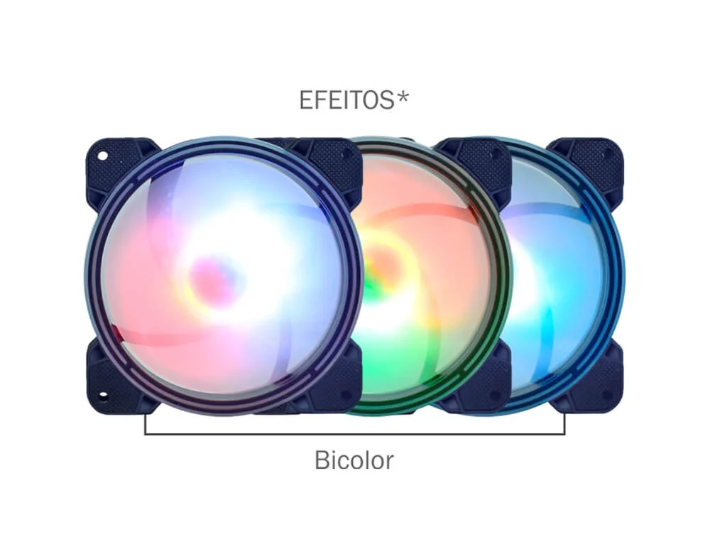 Kit Cooler FAN com 3 Unidades K-MEX, 120mm, ARGB Rainbow Super Storm - AK-AAE1 8
