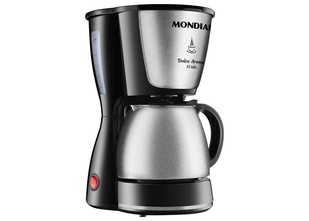 Imagem 2 de 5 do produto Cafeteira Eletrica Mondial Dolce Arome, 15 Xicaras, Inox, Preta, 550 W, 220v - C-34 JI