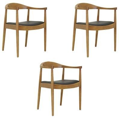 Kit 3 Cadeiras Decorativas Sala E Escritório Colonial Madeira Bege G56 - Gran Belo