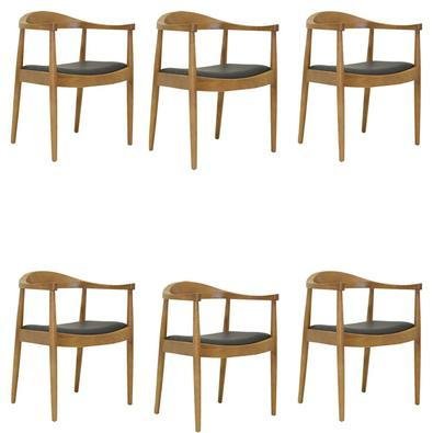 Kit 6 Cadeiras Decorativas Sala E Escritório Colonial Madeira Bege G56 - Gran Belo