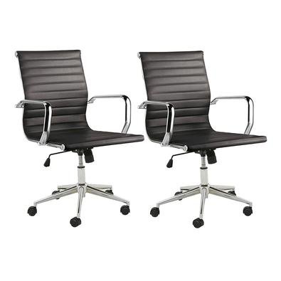 Kit 2 Cadeiras Executivas Escritório Royal Baixa Pu, Preta - Gran Belo