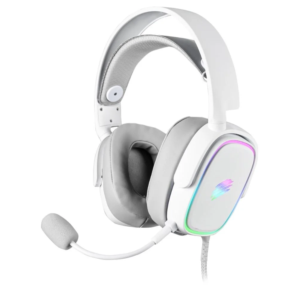 Imagem 1 de 3 do produto Headset Gamer Zion, Virtual Surround 7.1, Multiplataforma, Led Rainbow, Branco - OEX Game