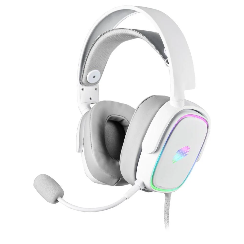 Imagem 2 de 3 do produto Headset Gamer Zion, Virtual Surround 7.1, Multiplataforma, Led Rainbow, Branco - OEX Game