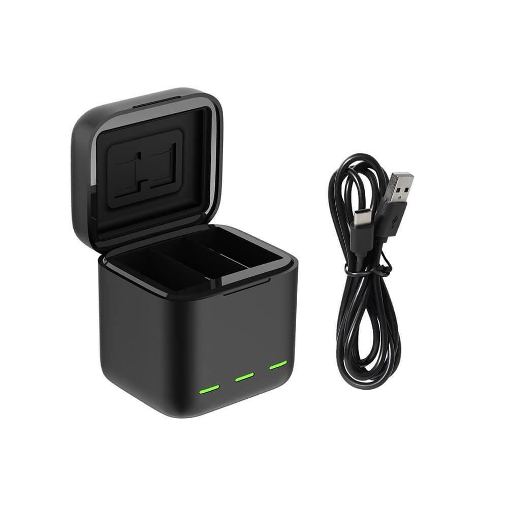 Carregador Telesin Box Design Triplo para GoPro Hero 11 / 10 / 9 Black