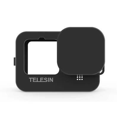 Capa De Silicone Telesin Para Gopro Hero 11 / 10 / 9 Black + Cordão + Tampa, Preto