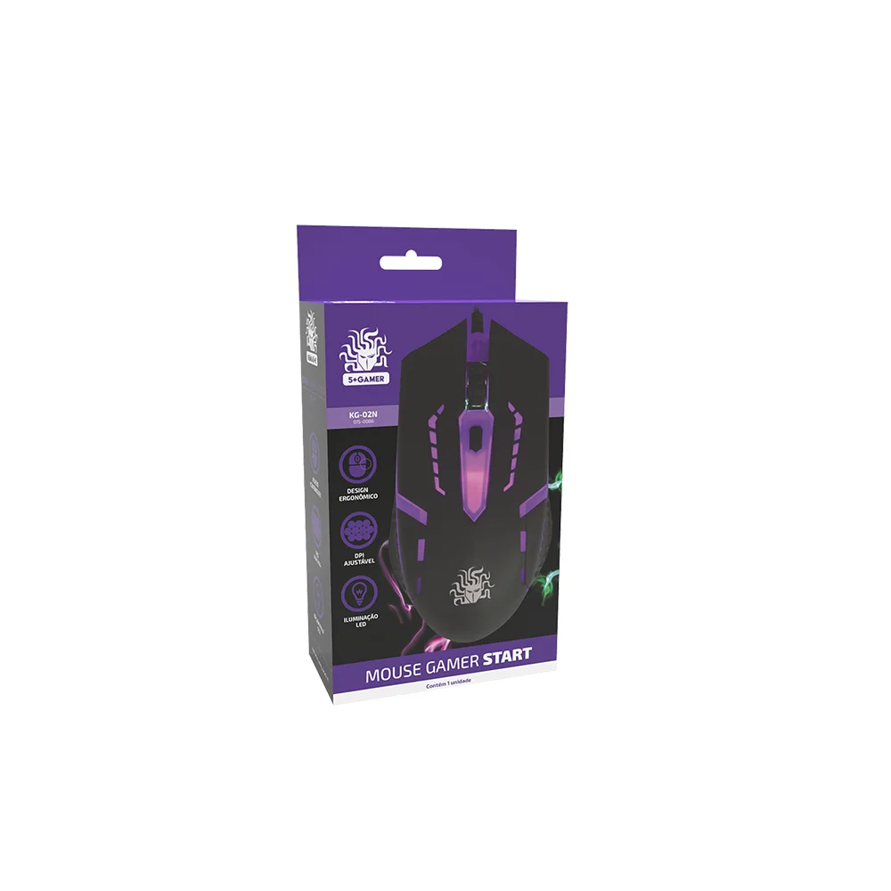 Imagem 3 de 5 do produto Mouse USB Gamer Start, 1200 DPI - 015-0086