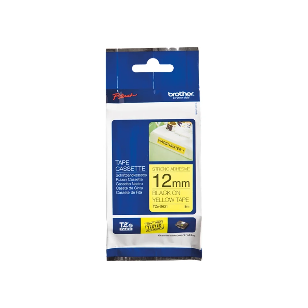 Imagem 4 de 4 do produto Fita Brother TZS-631 Industrial Preto sobre Amarelo de 12mm