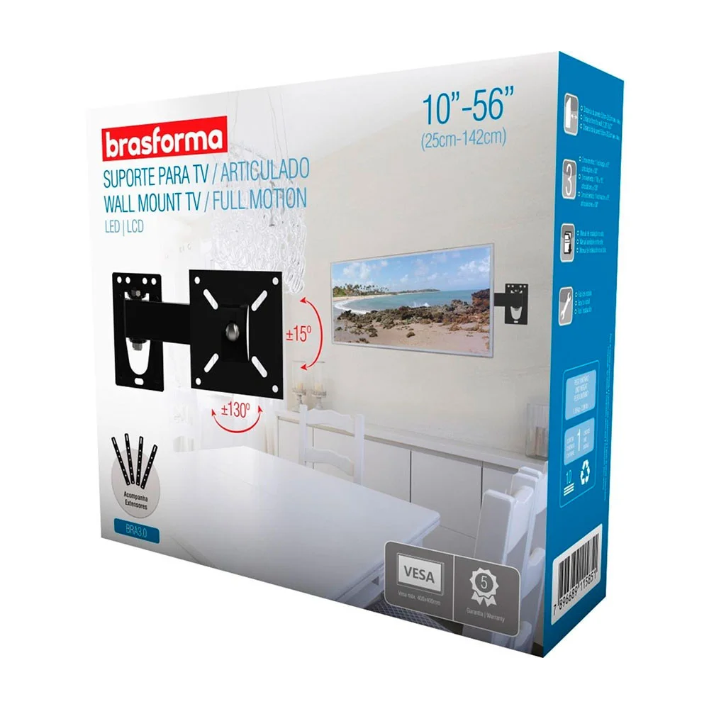 Imagem 3 de 5 do produto Suporte Para Tv 10-56" Articulado Bra3.0 Brasforma