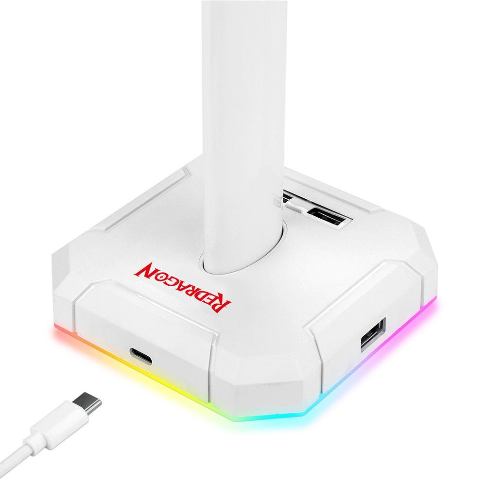 Suporte Para Headset Redragon Scepter Pro, RGB Lunar White, Com 4 Portas  USB, Base Emborrachada - HA300-W | KaBuM!