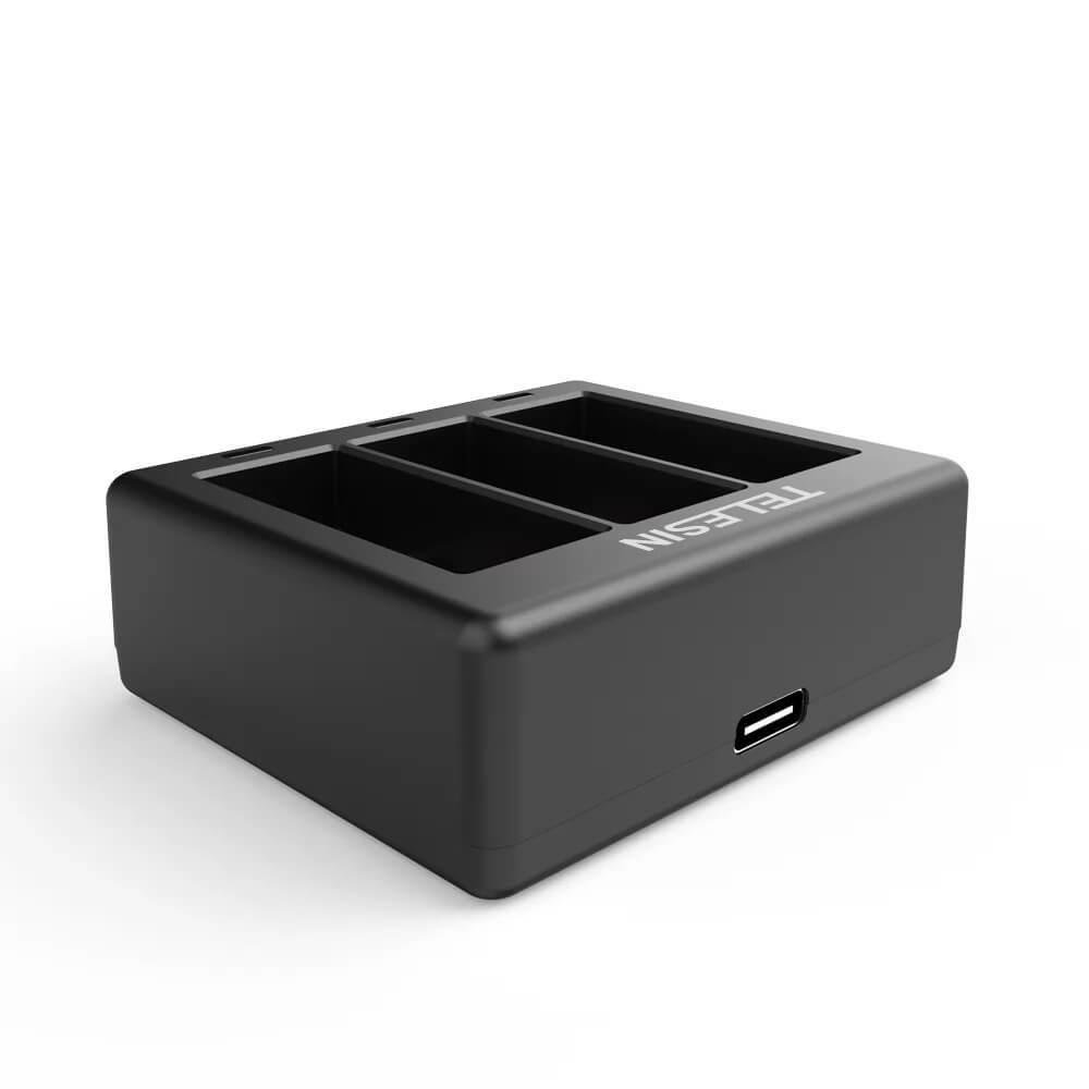 Carregador Triplo para GoPro Hero 9 e Hero 10 Black - Telesin Carregador Triplo para GoPro Hero 9 e Hero 10 Black - Telesin