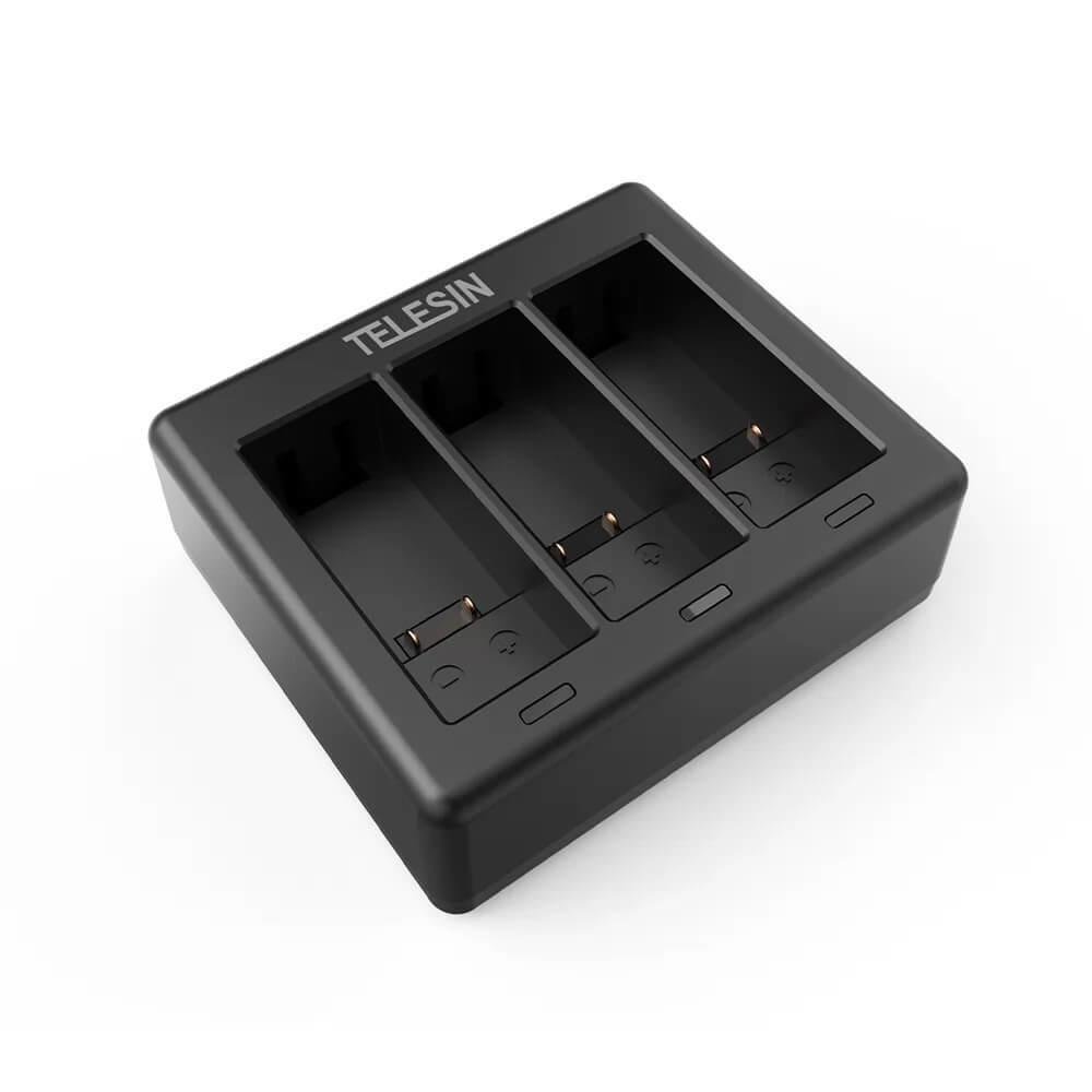 Carregador Triplo para GoPro Hero 9 e Hero 10 Black - Telesin Carregador Triplo para GoPro Hero 9 e Hero 10 Black - Telesin
