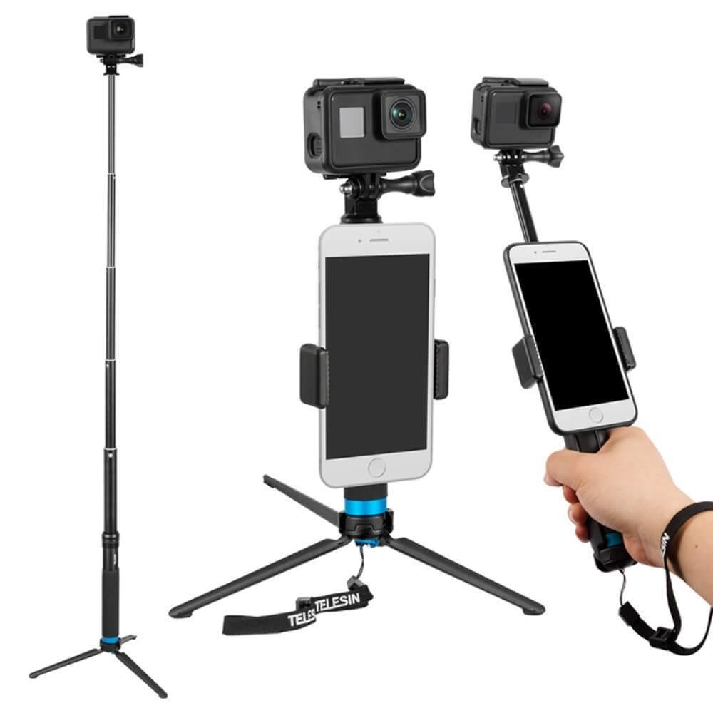 Bastão E Tripé Para Gopro / Câmeras Compactas / Celular - Telesin