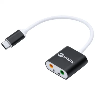 Adaptador P2 Duas Vias Para USB-C Vinik, Fone + Microfone - ADFMUSBTC