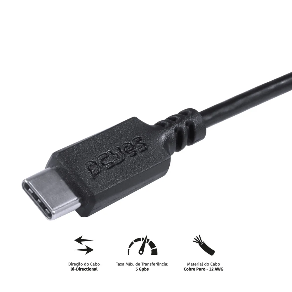 Imagem 4 de 5 do produto Cabo USB-C Para Mini USB 2.0 Pcyes, Para Celular, 1M, Preto - PUCMBP-1