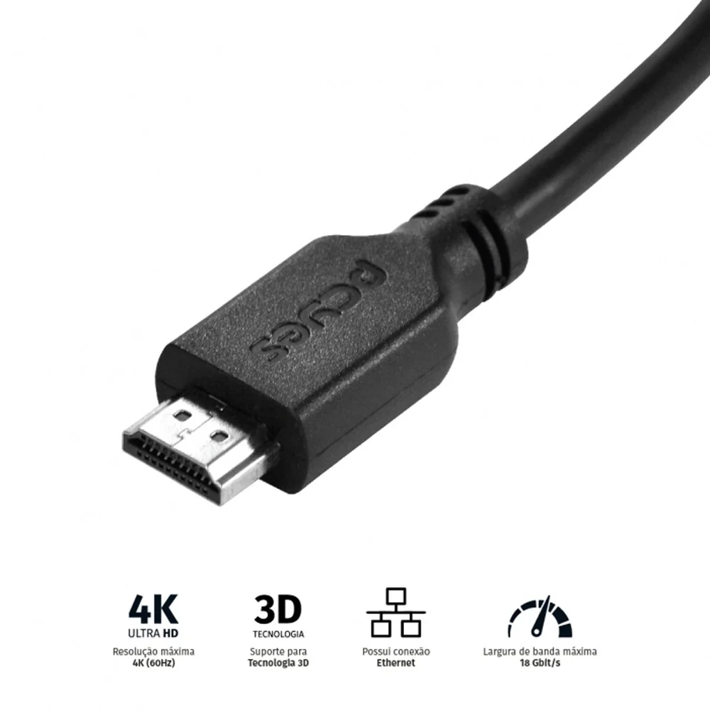 Imagem 3 de 5 do produto Cabo Hdmi (m) X Hdmi (m) Pcyes 2.0 4k 28awg Cobre Puro 50cm - Phm20-05