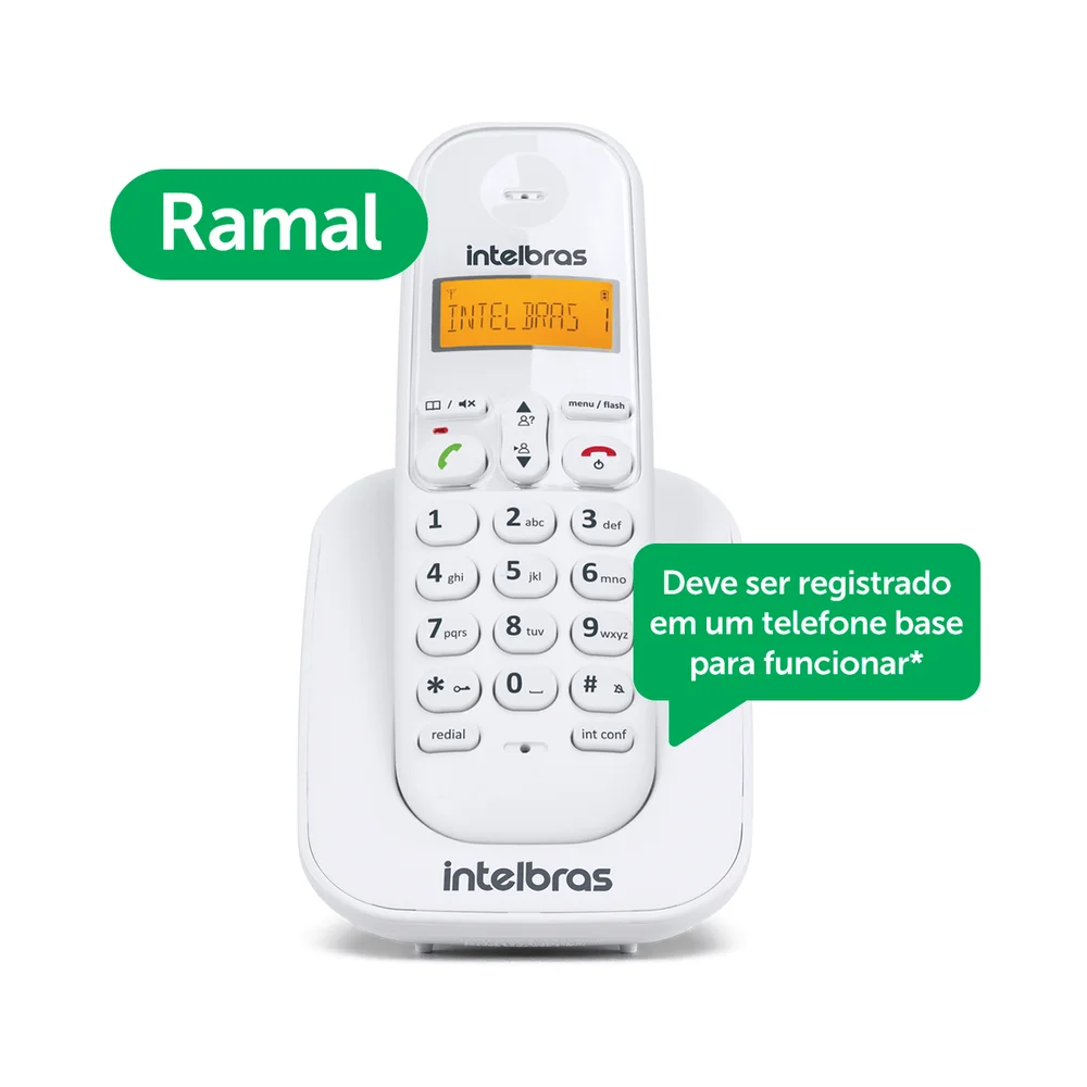 Imagem 5 de 5 do produto Ramal Para Telefone Sem Fio Identificador Ts 3111 Branco Intelbras