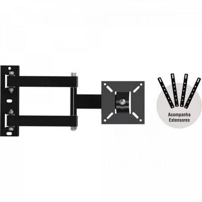 Suporte para TV Brasforma Bra4.0, de 10 até 56pol, Articulado, Preto