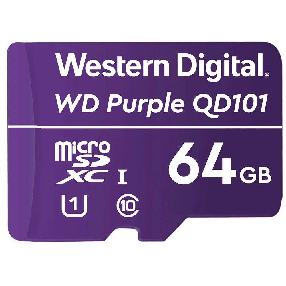 Cartão De Memória WD Purple Micro SD, 64GB, Classe 10 Cartão De Memória WD Purple Micro SD, 64GB, Classe 10
