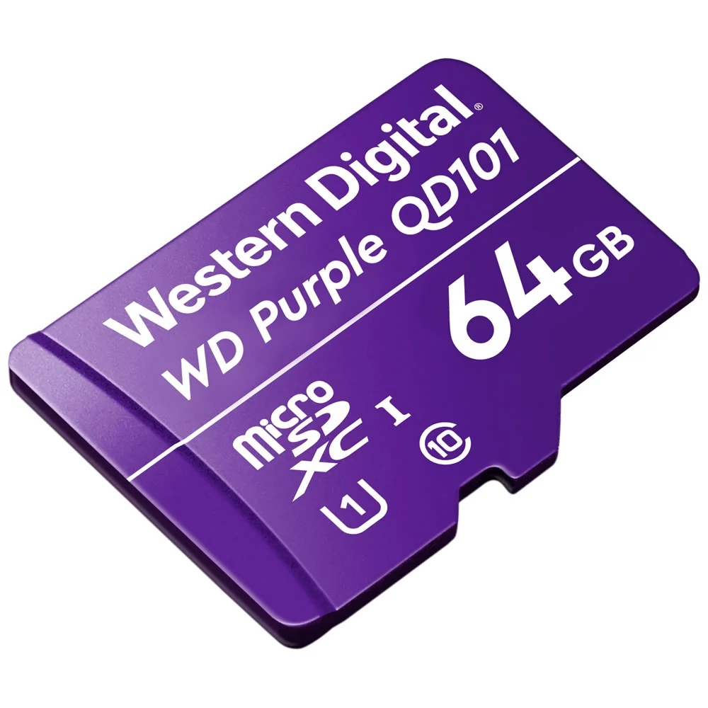 Cartão De Memória WD Purple Micro SD, 64GB, Classe 10 Cartão De Memória WD Purple Micro SD, 64GB, Classe 10