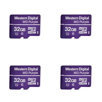 Kit 4 Cartão De Memória 32 Gb Micro Sd Wd Purple Intelbras