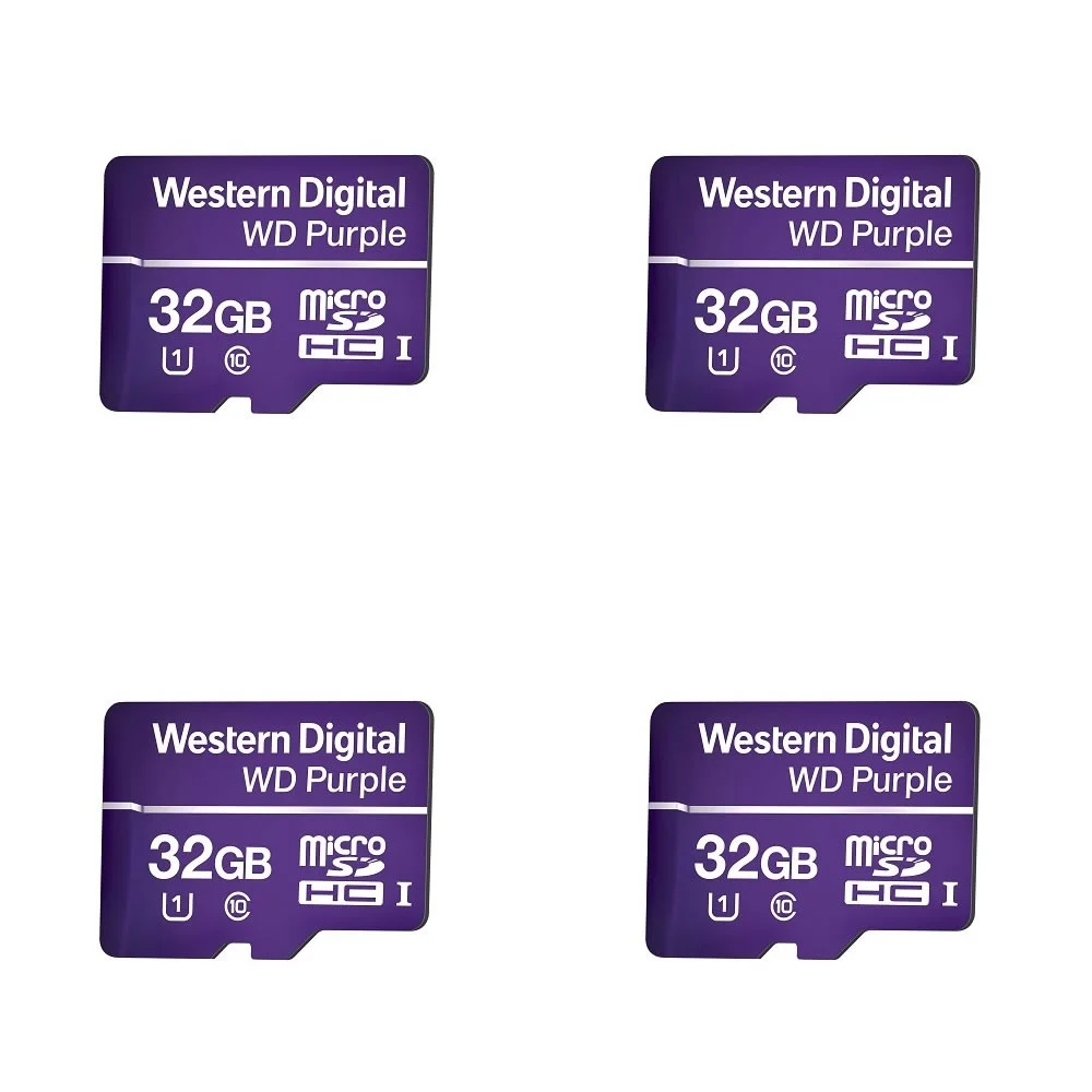 Kit 4 Cartão De Memória 32 Gb Micro Sd Wd Purple Intelbras