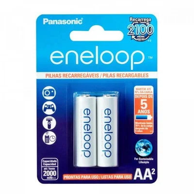 Pilha Recarregavel Eneloop, 2000ma, AA, Blister, Com 2 Bk-3mcce/2bb