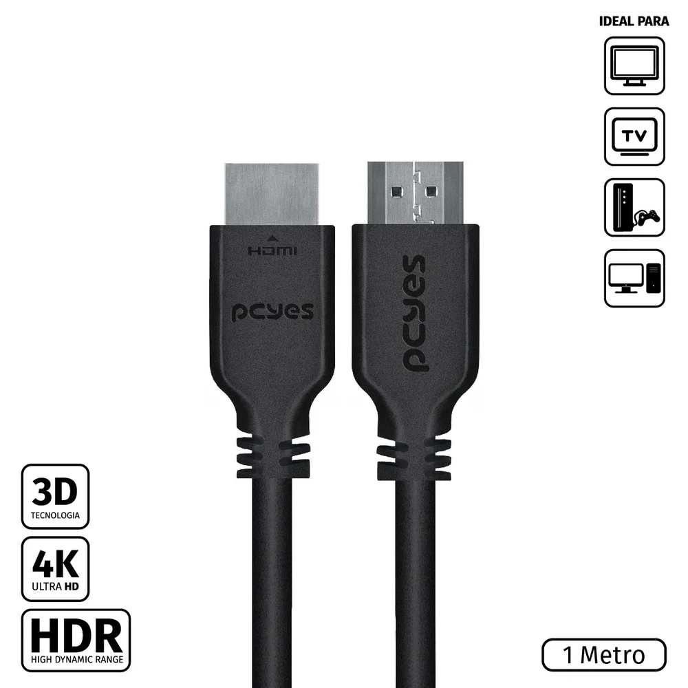 Imagem 4 de 5 do produto Cabo HDMI 2.0 4k 30awg Puro Cobre 1 Metro - Phm20-1