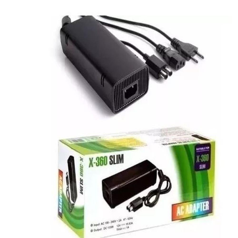 Fonte Xbox 360 Slim, 2 Pinos, Bivolt 110/220v, 135w, Cabo Força | KaBuM!