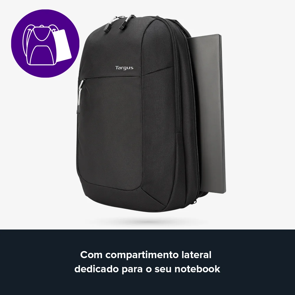 Imagem 4 de 5 do produto Mochila Targus Intellect Essentials, Resistente À Água, Para Tablet E Notebook Até 15.6p, Preta - Tsb966