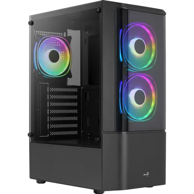 Gabinete Gamer Aerocool Quantum V2, Mid Tower, ATX, Lateral Vidro, Preto