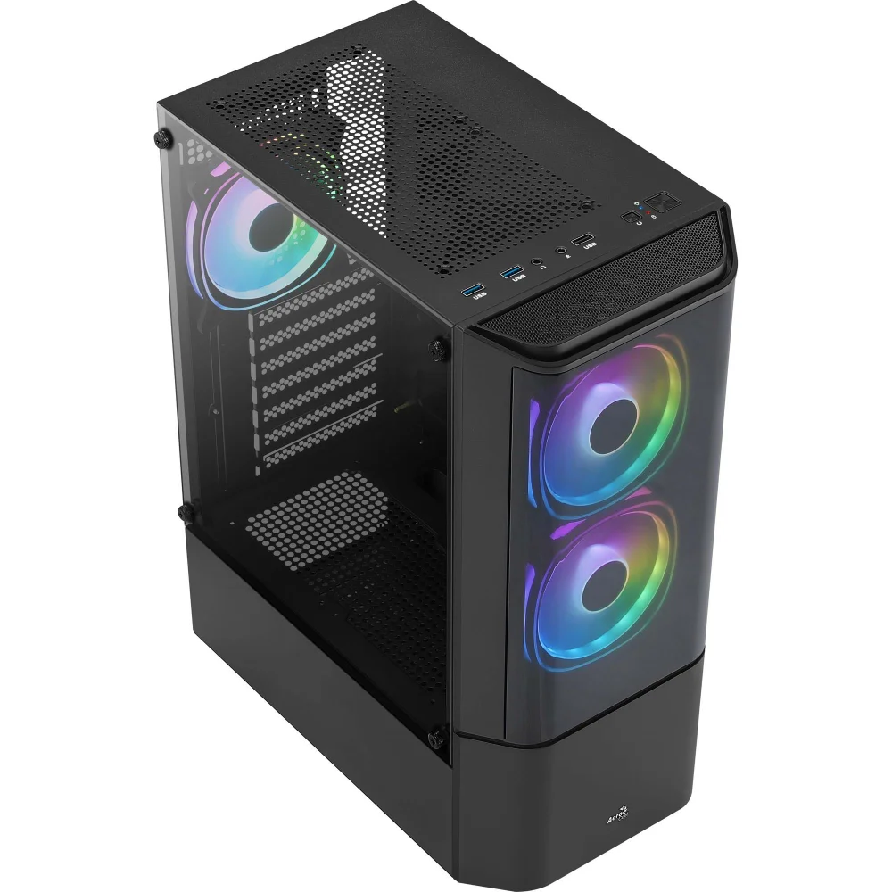 Imagem 2 de 5 do produto Gabinete Gamer Aerocool Quantum V2, Mid Tower, ATX, Lateral Vidro, Preto
