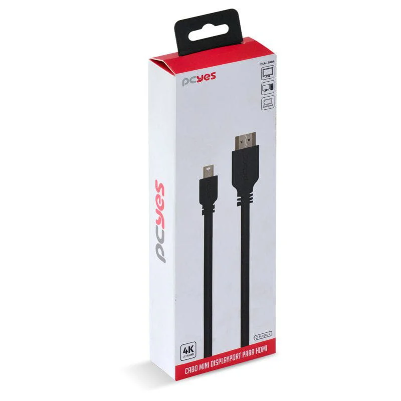 Imagem 3 de 5 do produto Cabo Mini Displayport Macho para Hdmi 2.0 Macho 2 Metros - Pmdph4k-2