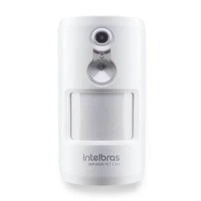 Sensor De Movimento Infra Sem Fio Pet Immunity 20kg C/ Câmera Integrada  Ivp 8000 Pet Cam Intelbras