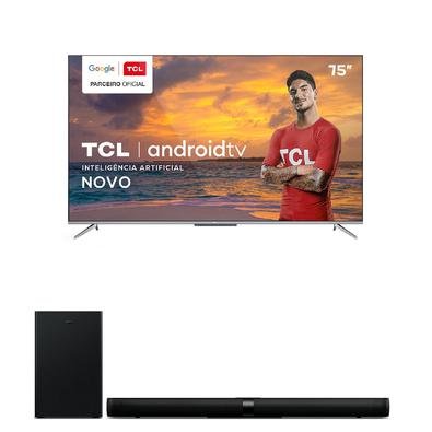 Smart Tv Tcl Led Ultra Hd 4k 75'' - 75p715 + Soundbar Ray Danz Tcl, 3.1 Canais, 540w - Ts9030