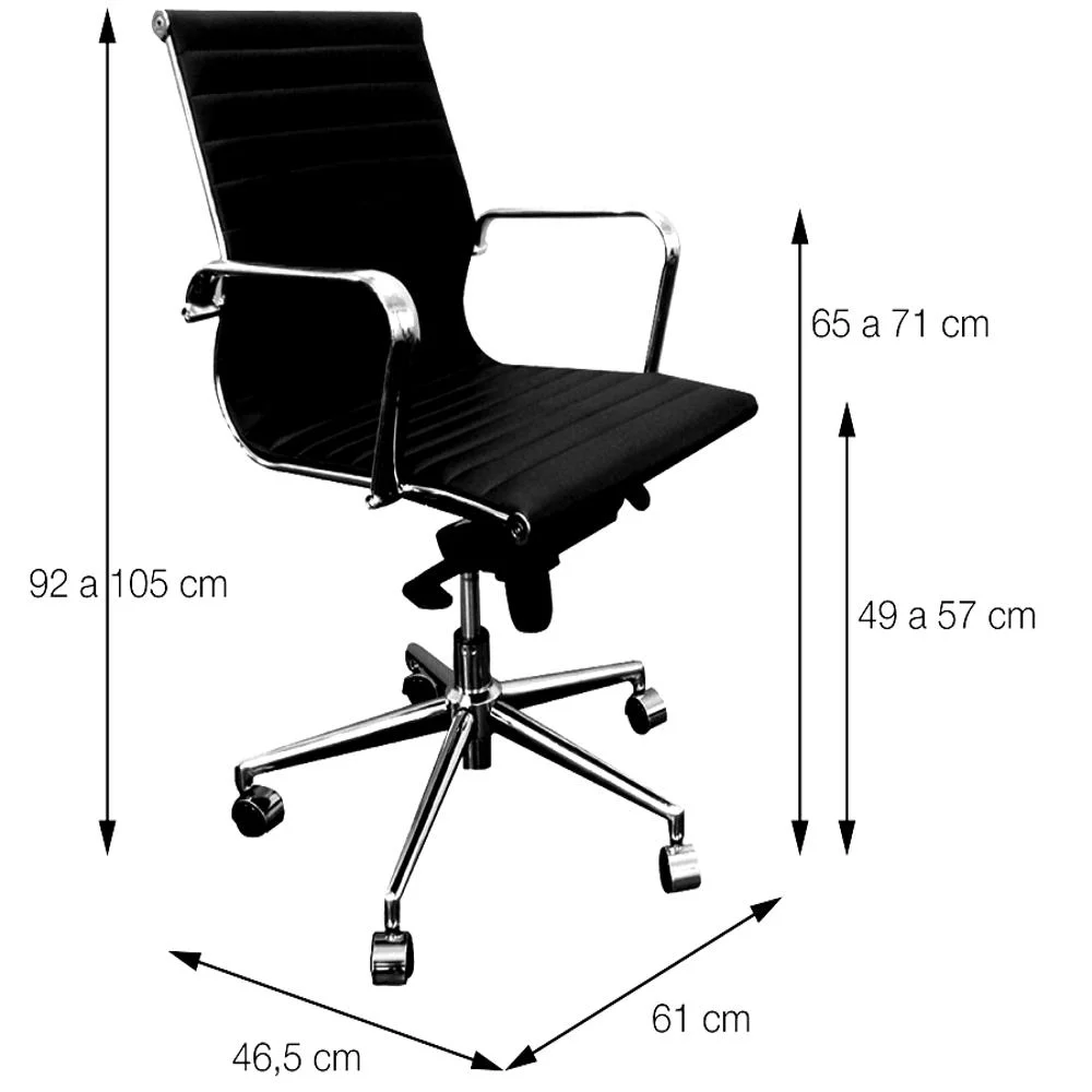 Imagem 4 de 5 do produto Cadeira Office Or Design Eames Diretor, 120 Kg, Giratória, Branca