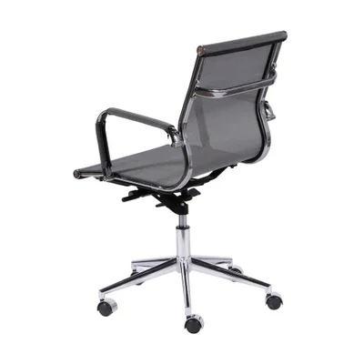 Cadeira Or Design Boxbit Eames Office Tela Baixa Tela Cinza, Peso Máximo Suportado: 120 Kg, Base Rodízio Cromada