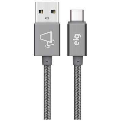Cabo Usb Tipo C 1.0m 2.4a Nylon Cinza Elg Tc10by